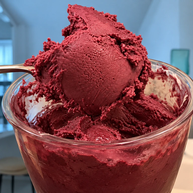 Kelly’s deep-purple açaí scoops in a glass bowl